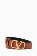 Valentino Garavani Valentino Garavani VLOGO Reversible Glossy Calfskin 30mm Belt