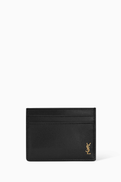 SAINT LAURENT Tiny Monogram Card Case in Shiny Leather