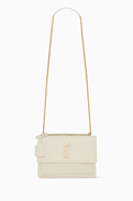SAINT LAURENT Medium Sunset Bag in Croc-embossed Shiny Leather
