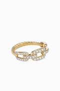 David Yurman Stax Diamond Pav Chain Link Ring in 18kt Yellow Gold