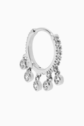 NASS Diamond Dangle Single Huggie in 18kt White Gold