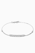 NASS Diamond Plaque Double Chain Bracelet in 14kt White Gold