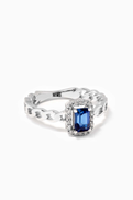 NASS Chain Band Sapphire & Diamond Ring in 14kt White Gold