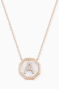 Samra Harf Turath Letter 'A' Diamond Necklace in 18kt Rose Gold