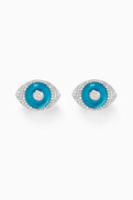 NASS Evil Eye Diamond Studs in White Gold