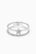 NASS Double Band Flower Diamond Ring in 14kt White Gold