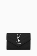 SAINT LAURENT Cassandre Small Envelope Wallet in Matelasse Leather