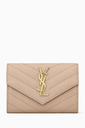 SAINT LAURENT Cassandre Matelasse Small Envelope Wallet in Embossed Leather