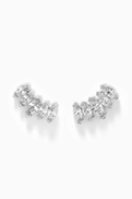 KHAILO SILVER Small Cuff Crystal Stud Earrings in Sterling Silver