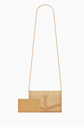 SAINT LAURENT Uptown Chain Wallet in Micro Raffia