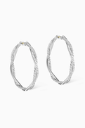 David Yurman Petite Infinity Hoop Earrings with Pav Diamonds in Sterling Silver
