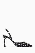 Amina Muaddi Camelia 90 Crystal Slingback Pumps in Satin