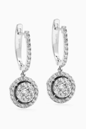 NASS Round Pav Diamond Huggies من الذهب الأبيض عيار 14 قيراطًا