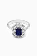 NASS Mystery Set Double Frame Sapphire & Diamond Ring in 14kt White Gold