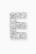 Fergus James E Letter Diamond Single Stud Earring in 18kt White Gold