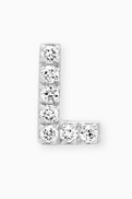 Fergus James L Letter Diamond Single Stud Earring in 18kt White Gold