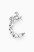 Fergus James Arabic Letter Khaa خ Diamond Single Stud Earring in 18kt White Gold