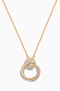 Damas Revolve Trio Diamond Necklace in 18kt Mixed Gold