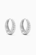 Luv Aj The Ridged Marbella Hoops in Rhodium-plated Brass