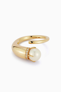 Mateo New York Diamond & Pearl Cornucopia Ring in 14kt Gold