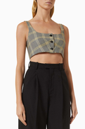 Marni Checked Crop Top in Technical Wool-blend