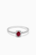 Damas Mini Diana Ruby & Diamond Ring in 18kt White Gold