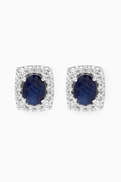 Damas Mini Diana Sapphire & Diamond Stud Earrings in 18kt White Gold