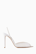 Andrea Wazen Katy 105 Pearl Slingback Sandals in Lace & Satin