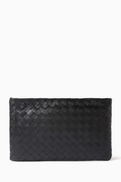Bottega Veneta Medium Flat Pouch in Intrecciato Leather