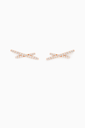 NASS Cross Motif Diamond Earrings in 18kt Rose Gold