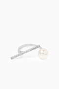 NASS Pearl and Diamond Ring in 18kt White Gold