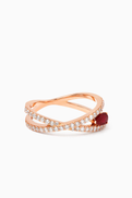NASS Crossover Ruby & Diamond Ring in 18kt Rose Gold