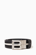 Bally B-bold Reversible Belt in Leather & Canvas