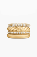 David Yurman Multi-row Mercer Diamond Ring in 18kt Yellow Gold