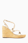 Jimmy Choo Ayla 110 Wedge Sandals in Metallic Leather