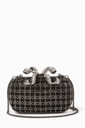 Self-Portrait Crystal Clutch in Chainmail & Fabric