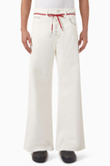 Marni Embroidered Wide-leg Pants in Cotton-drill
