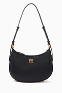 PINKO Mini Love Birds Half Moon Bag in Leather