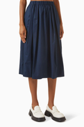 Marni Elasticated Midi Skirt in Cotton Poplin