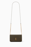SAINT LAURENT Cassandre Phone Holder with Strap in Leather