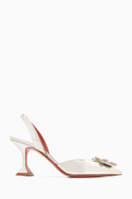 Amina Muaddi Begum 70 Crystal Slingback Pumps in Metallic Leather