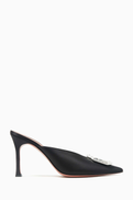 Amina Muaddi Camelia 90 Crystal Mules in Satin