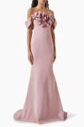 NASS Ruffled Strapless Gown in Crepe