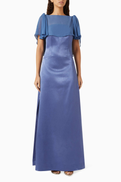 NASS Column Cape Gown in Crepe