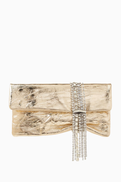 Jimmy Choo Zandra Crystal-embellished Clutch Bag in Metallic Leather