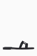 Simkhai Monogram Flat Sandals in Leather
