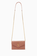 SAINT LAURENT Cassandre Envelope Chain Wallet in Lambskin
