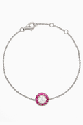KHAILO SILVER Ruby Crystal Pendant Bracelet in 925 Sterling Silver