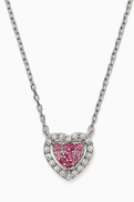 NASS Heart Diamond & Sapphire Pendant Necklace in White Gold