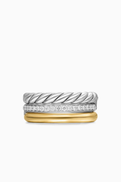 David Yurman DY Mercer Multi-row Mercer Diamond Ring in 18kt Gold & Silver